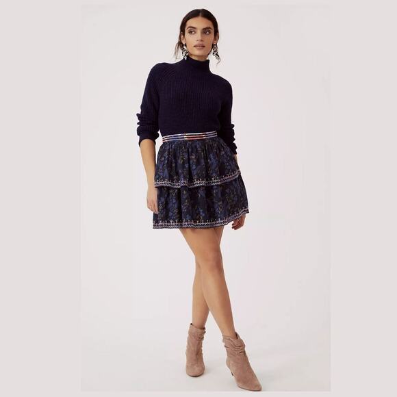 NWT Anthropologie Let Me Be Tiered Boho Mini Skirt - Medium - Picture 1 of 6